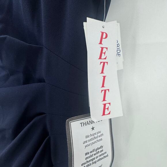 Xscape Evenings “London” Long Scuba Crepe Short Sleeve Dress Navy Size 14P NWT - Picture 12 of 12